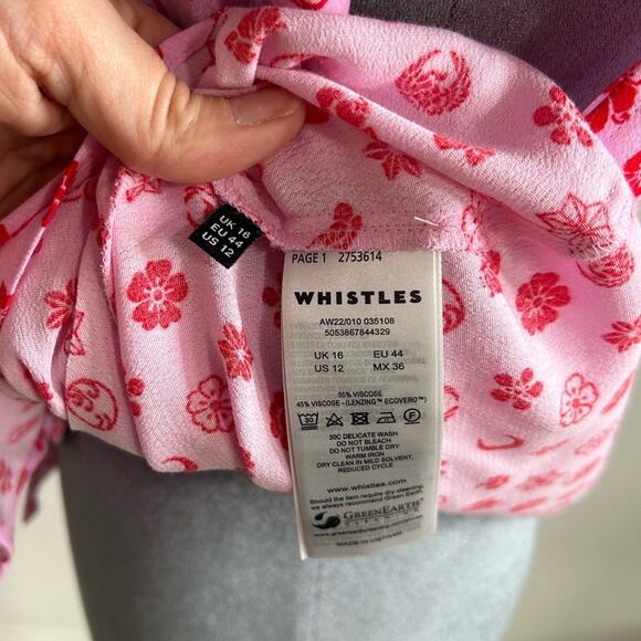 Pink Moon Floral Frill Sleeve Top-SZ 12 pink- ruffle- button up -valentine Linen - Picture 6 of 14